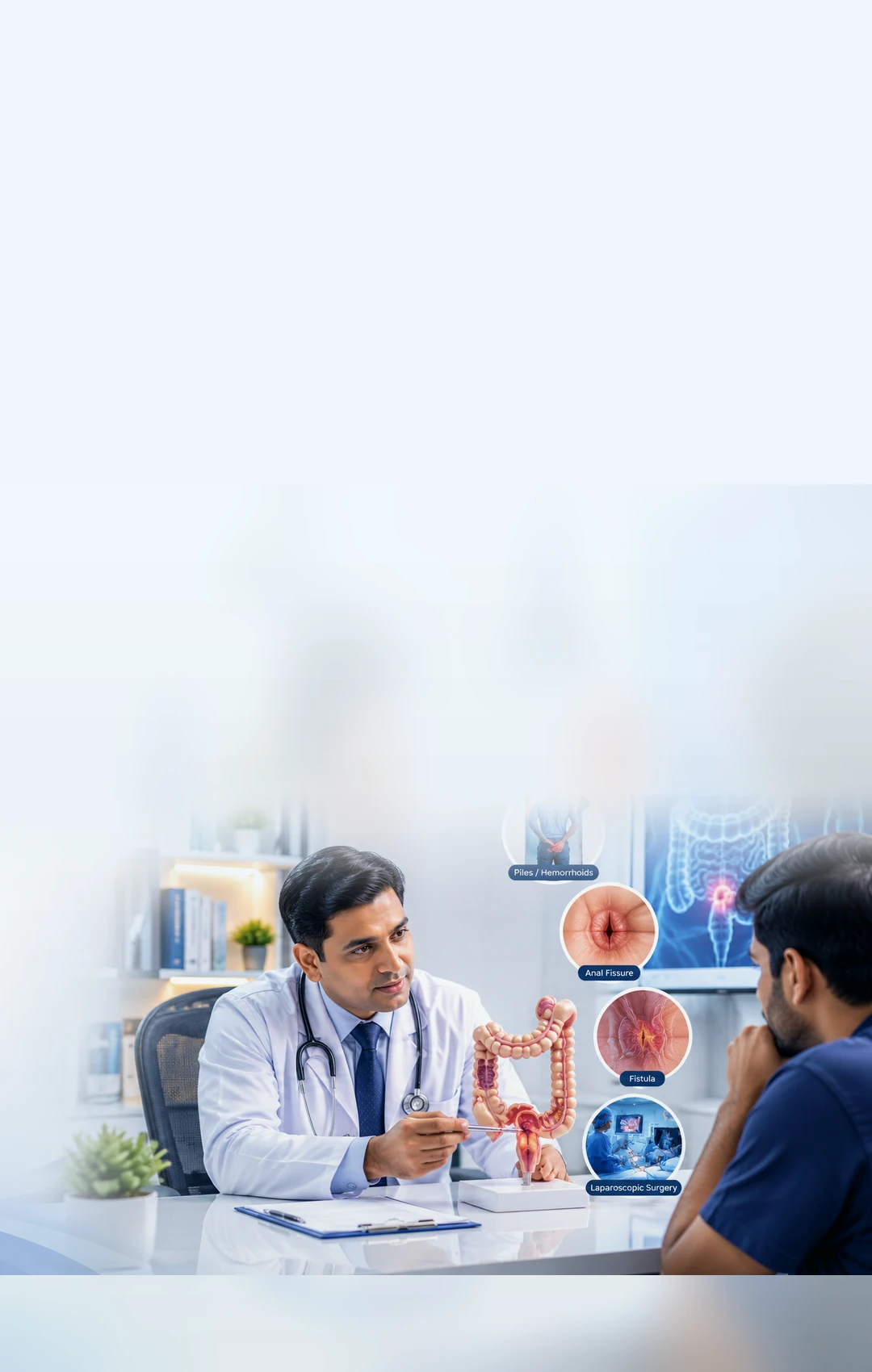 Dr. Rajiv Sharma discussing surgical care with a patient